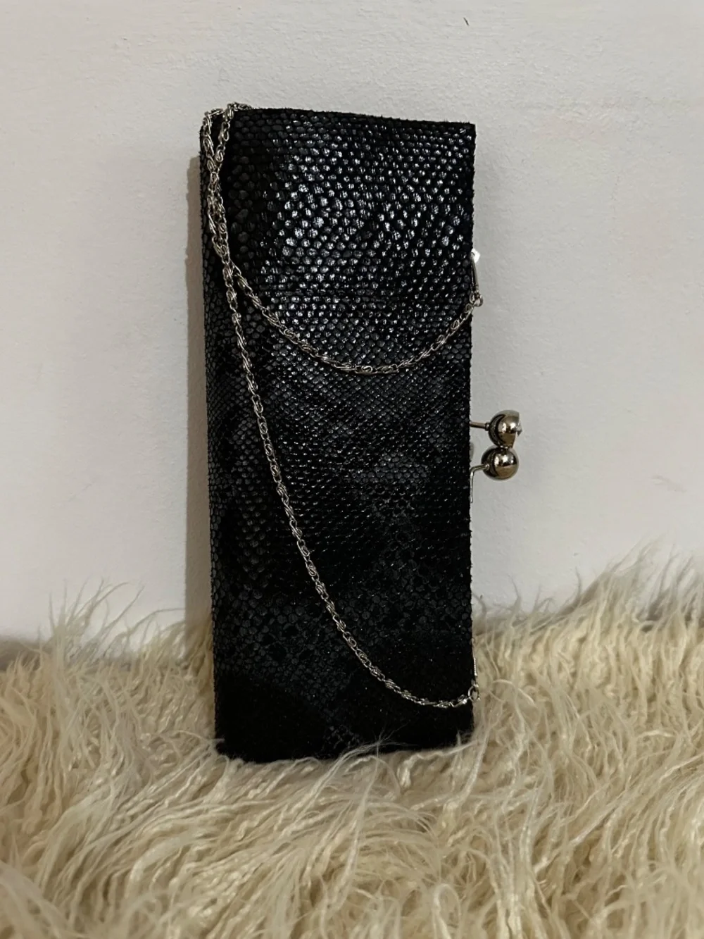 Chic Dark Charcoal Gray Snakeskin Print Evening Clutch Bag - Elegant Party Purse